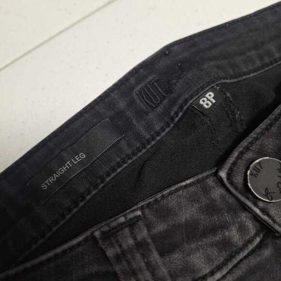 Kut From The Kloth Jeans Gray Black Womens 8 Petite Short Straight Leg - Picture 6 of 8